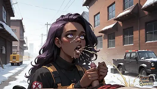 Kar yağışlı bir sokaktaki en iyi zenci sikişi! Mor saçlı kraliçenin zenci xxx zevki.