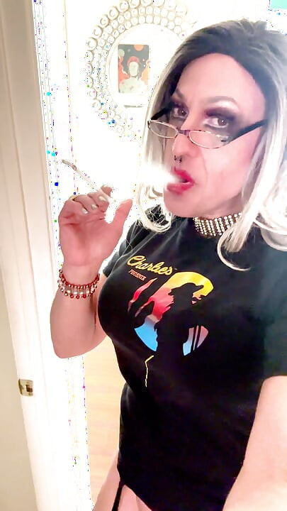 Beautiful Trans Marilyn Home Tease Smoking Fetish