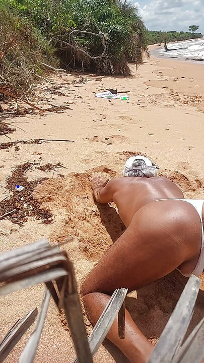 Ladysilva femboy on the beach wearing panties showing off her hot big ass