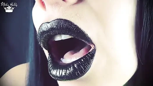 Kisses from black shiny lips ASMR JOI