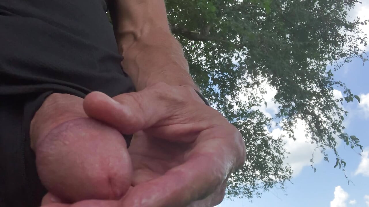 Outdoor cock pre cum and hot piss