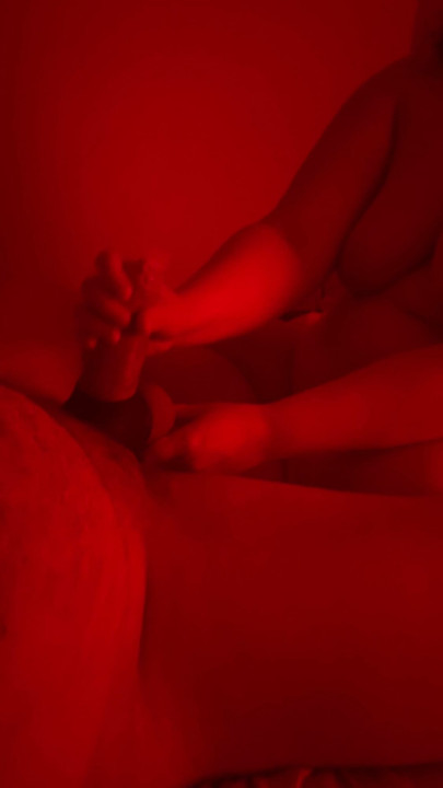 Handjob with condom