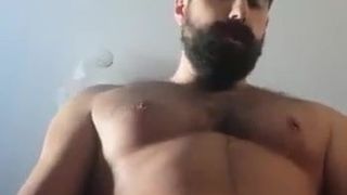 Strong hairy bear Wank and Jerking