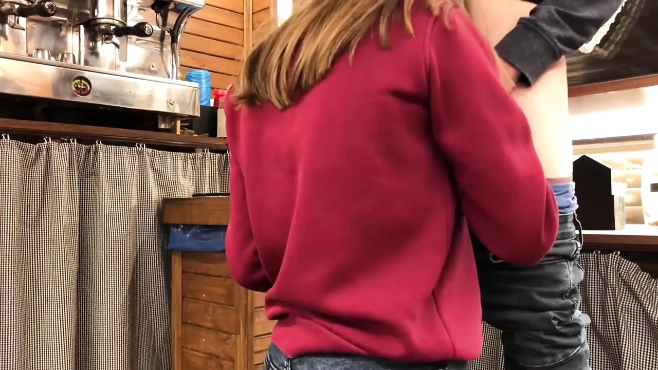 First Blowjob at Work &ndash; Sucking a Cock While Kneeling Under the Bar Counter