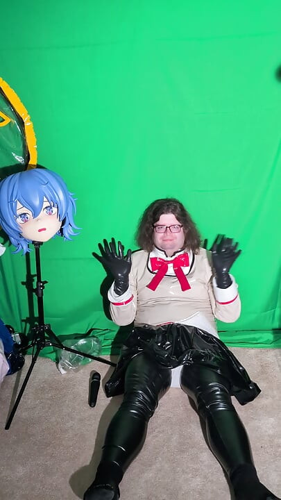 PVC Kigurumi Cosplayer Madoka Uniform Vibrator and Breathplay