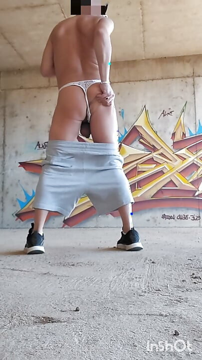 In a Thong Fingering Me Outdoors