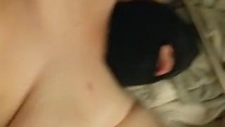 Masked BBW Wife Cumming Hard on Hubby's Cock