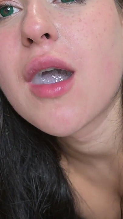 Stepsister receives a HUGE throatpie! Petite teen deepthroats dick hard until has massive cum in mouth and swallows it! | Clip 1