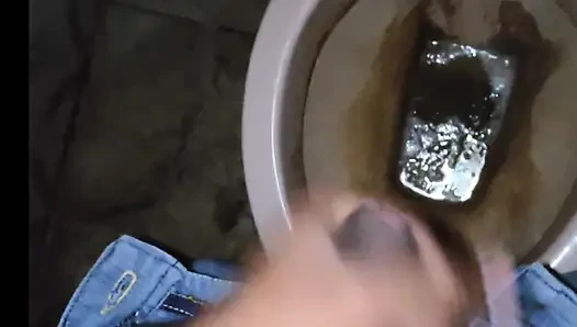 Masturbating in toilet and big cumshot
