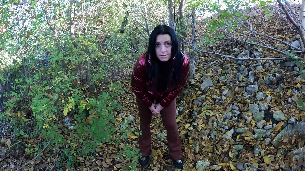 Risky Outdoor Blowjob by the Lake Red Shiny Downjacket Fetish 316