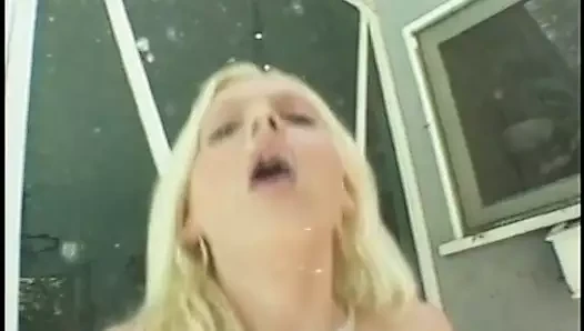 Foot fetishist worships cute busty blonde's feet, then fucks her