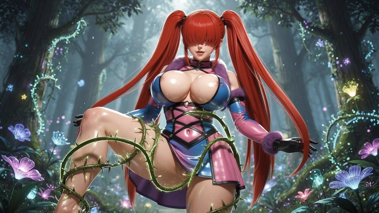 Shermie King of Fighters Magical Forest Vine tied   3D Hentai