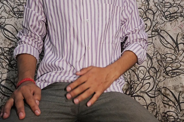 Young man playing with big dick