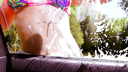 Two Hot Girls Get Fucked Hard Outside on the Car