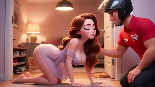 Pizza teslimatı tutkulu kask-arzu ve bağlantı gecesine yol açıyor (yapay zeka oluşturuldu)