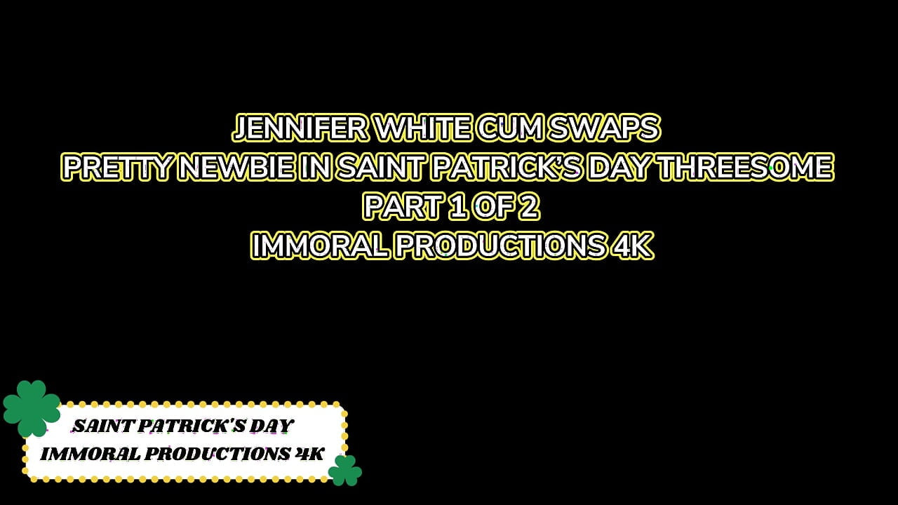 Jennifer White Cum byter med ganska nybörjare Saint Patrick's Day trekant