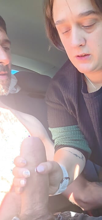 Mature sucking cock in the car