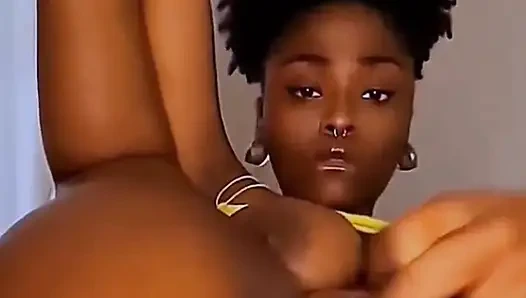 Black ebony pussy wet dildo fucking moaning
