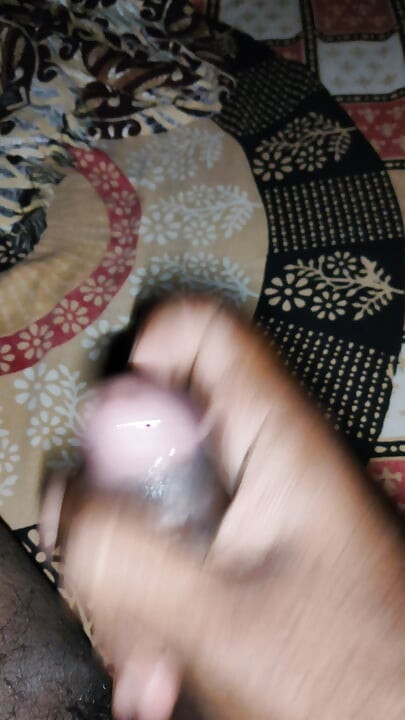 Indian boy jerking his dick with oil