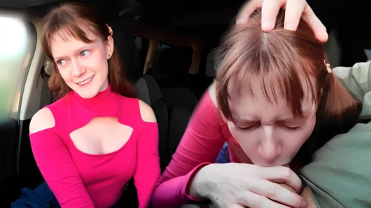 Cute Girl Paid for the Ride with a Blowjob and Swallowed the Driver's Cum