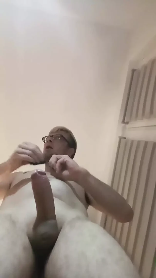 Big and Huge Cock Masturbates in His Bedroom