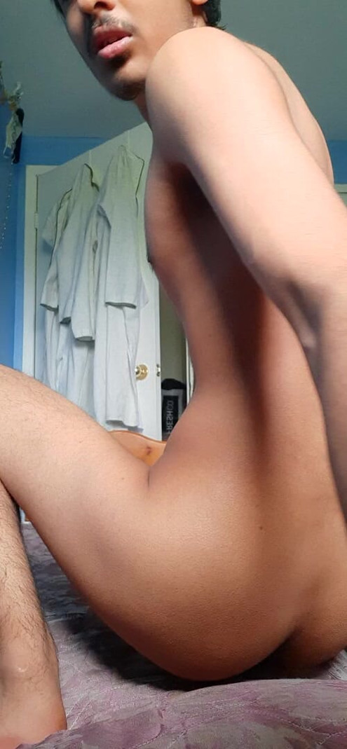 Slave self finger fucking