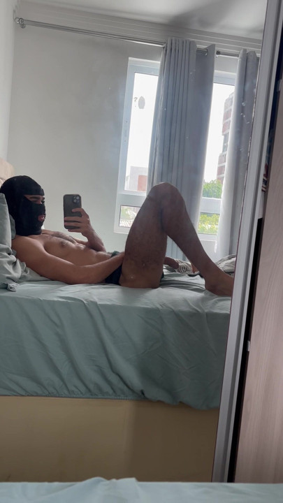 Hairy dad waking up in the morning and showing off his big sweaty cock