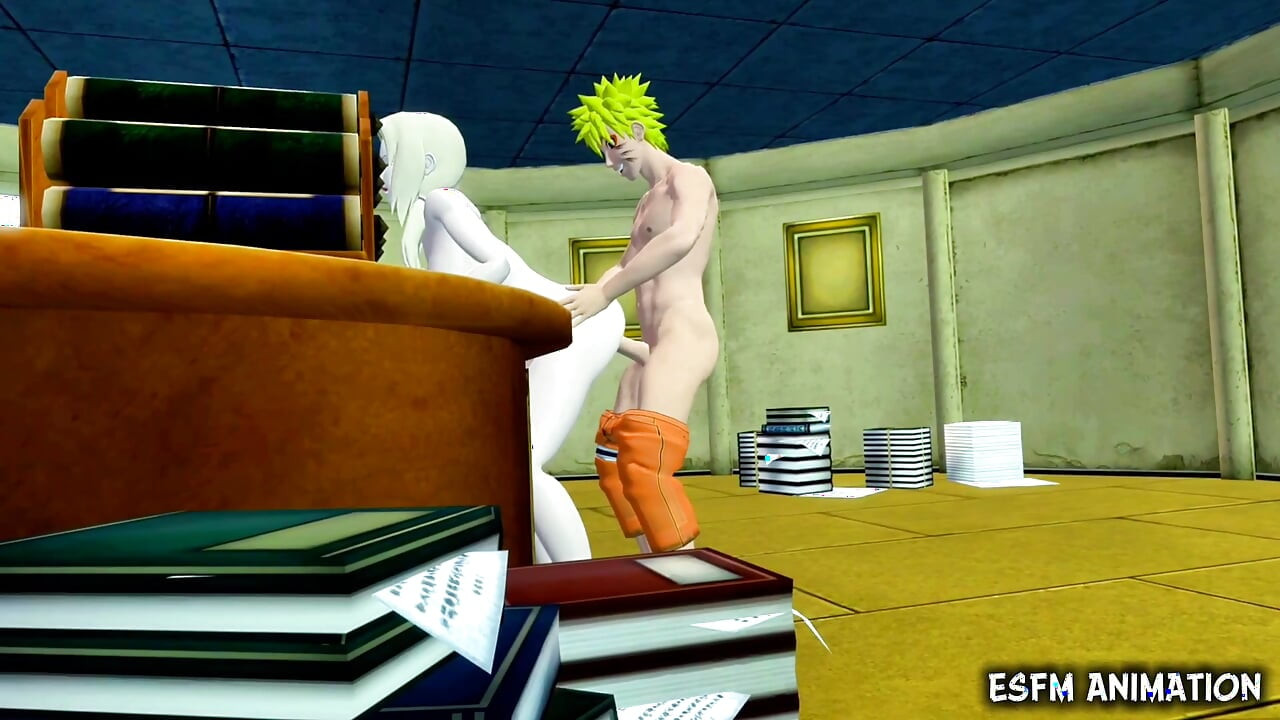 Naruto o satisface pe doamna Hokage în biroul ei