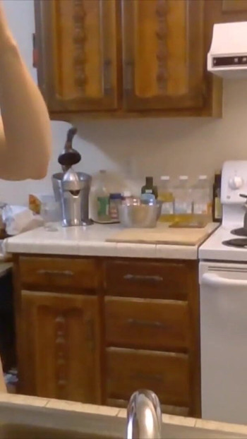 Epic moment from "Phat Ass Baker Makes Vegan Thumbprint Cookies! Naked in the Kitchen Episode 31"