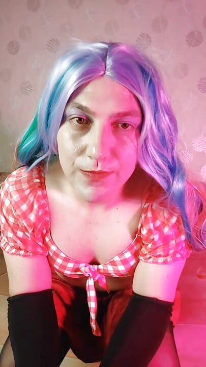 Pretty Femboy in Tights Cute Skirt Red Ambiance