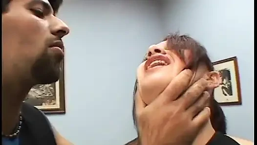 Horny cutie enjoys her tight holes double penetrated by two huge poles