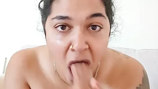 Asian BBW Gagging & Spitting Through Rough Blowjob.