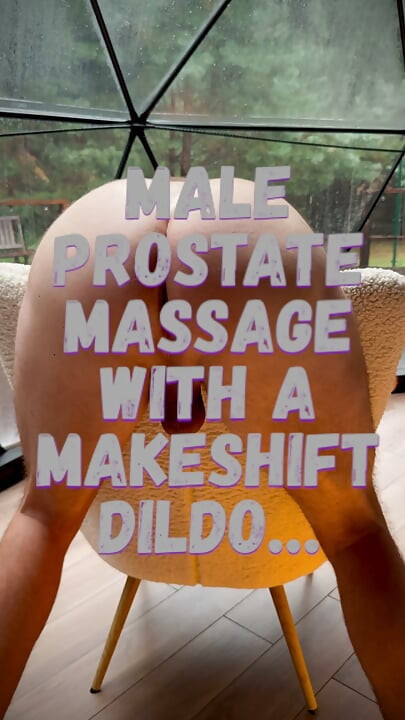 A great prostate massage with a pink dildo