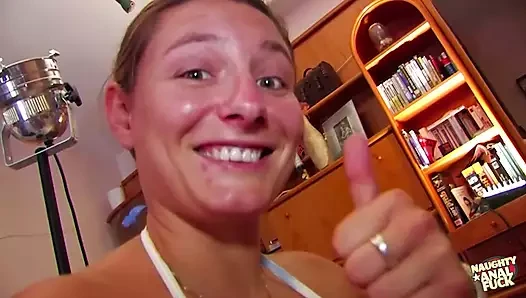 Lustful brunette eagerly gives head in preparation for anal and a cumsho...