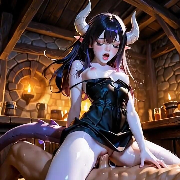 Seductive Demon Girl Gets Pounded Over the Tavern Bar Until She's a Messy Ahegao Wreck (ai Generated)