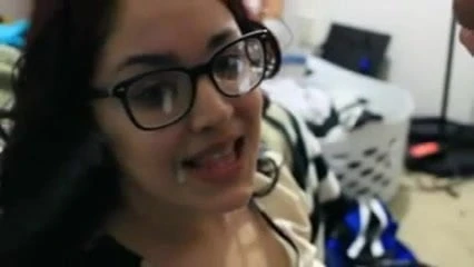 Cutey Is Happy To Get Cum Sprayed On Her Glasses