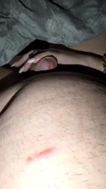 What can happen if a step mom shares a bed with her step son at the hotel? Handjob | Clip 1