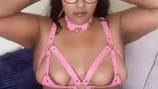 Sexy BBW in Pink Leather Harness Set
