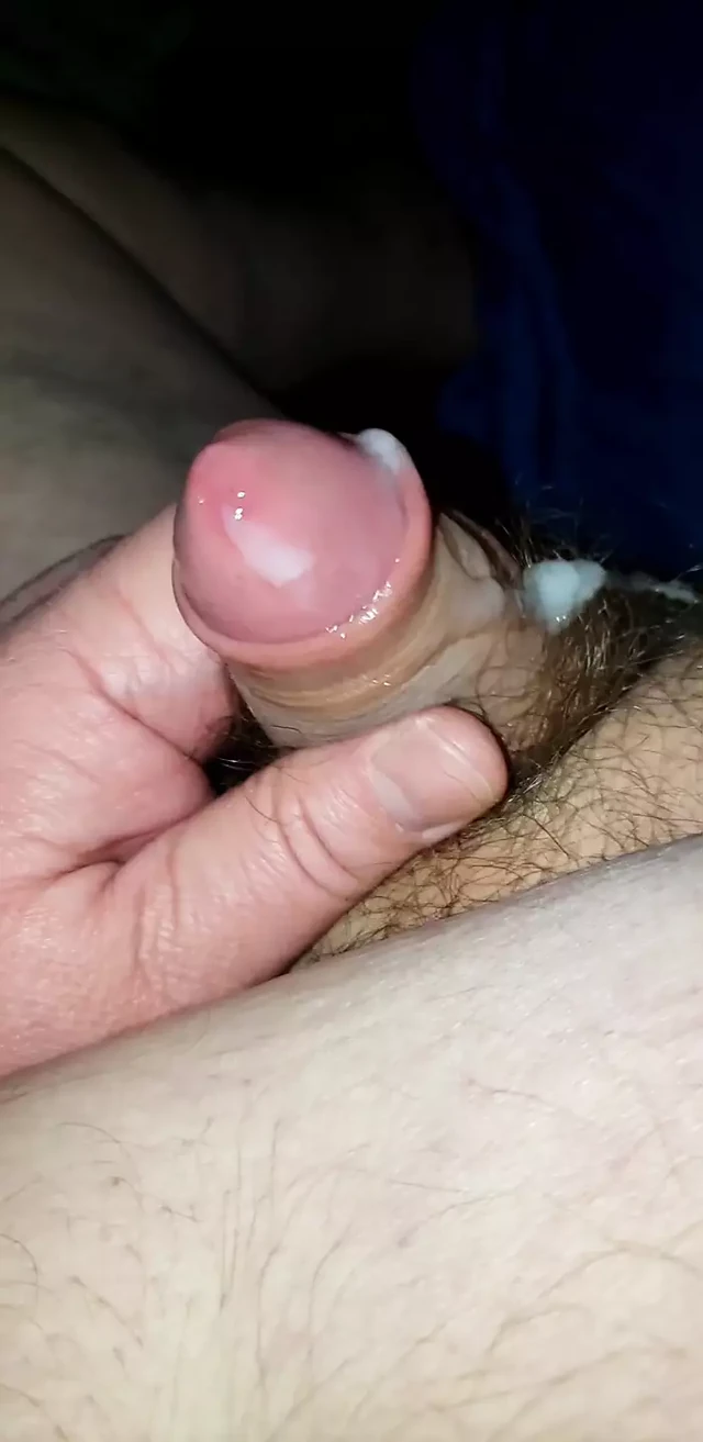 Chub stroking his tiny uncut cock