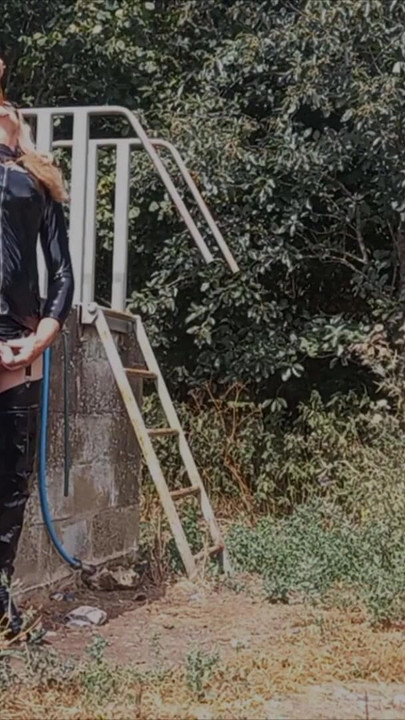 Stunning moment from "Crossdresser Wanking Outdoors, Squirting Milk, Pissing"