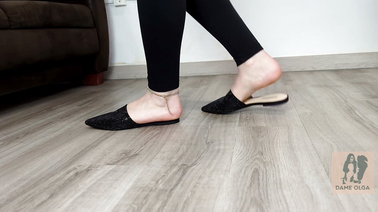 Shoe Collection Pointed-toe Sequin Flat Mules - Dame Olga (4k) (643)