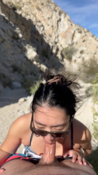 OUTDOOR blowjob while hiking in the desert - AMATEUR WMAF - Cum in Mouth PUBLIC BJ Swallow | Clip 1
