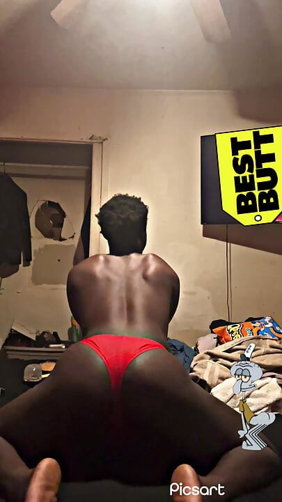 Twerking In My Red Undies While I Feeling All On My Body And Playing With My Big Black Cock