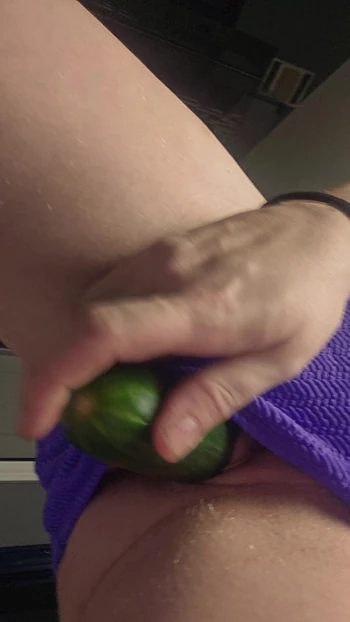 Im so horny I can't help but shove a big cucumber deep in my pussy wishing it was my daddies thick cock