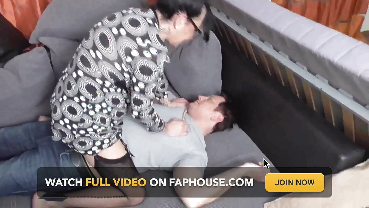Stifling her slave on the couch