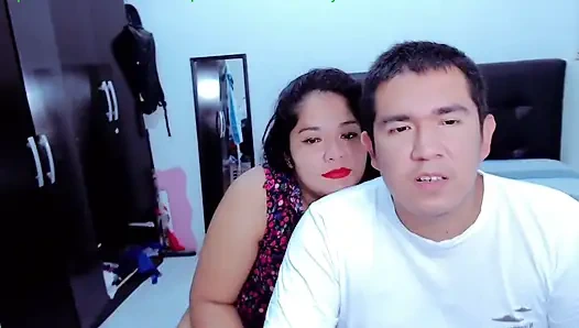 Latina milf with great curves strips naked in front of the internet technician and sucks his dick deeply until receiving the cum