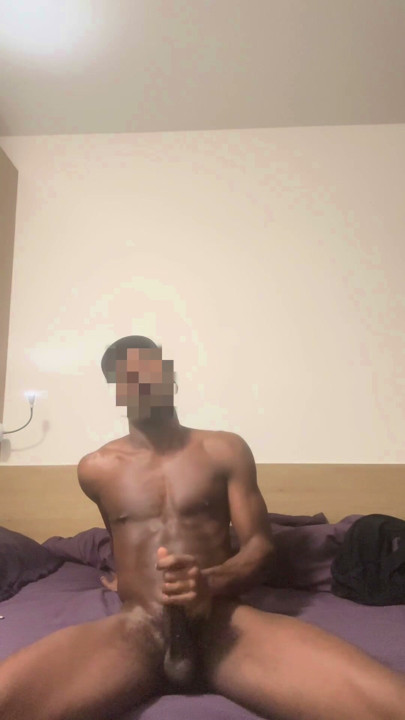 Black stud masturbates and cums