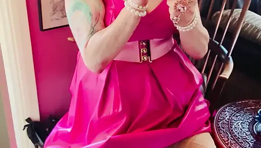 Pink To Make The Boys Wink! Tina Snua In A Leather Dress Smoking A Cigar