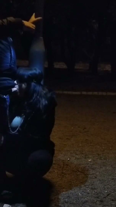 Milf whore gives a blowjob on a leash in a public place | Clip 1