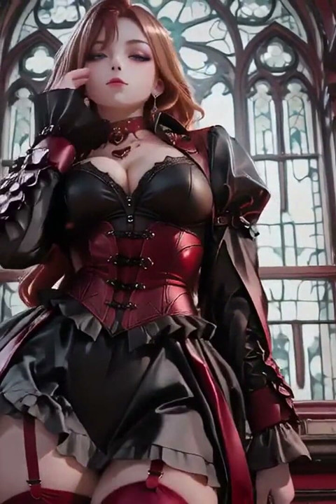 Gothic Redhead Queen! a Lavish Coronation in the Candlelit Hall, Kneeling with a Golden Cup and Sheer Stockings